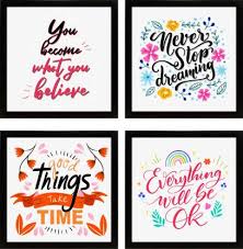 Graystar Motivational Inspirational Quotes Painting Sticker Good Thing Take Time Frame Wall For Office Home Study Room Decor With Set Of 4 Digital Reprint 10 Inch X 10 Inch Painting Price