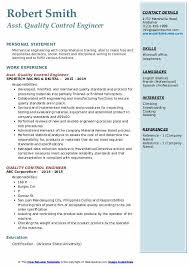 quality control engineer resume samples