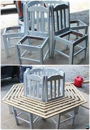 Diy Recycled Chair Around Tree Bench Instruction Ways To Repurpose Old Chairs Diy Ideas Repurposed Furniture Diy Diy Chair Recycled Decor