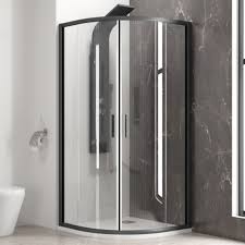 I box doccia completi e funzionali della serie lisbona sono disponibili con i profili in alluminio cromo. Box Doccia Semicircolare 90x90 Finitura Nera Bagno Nero Kamalu
