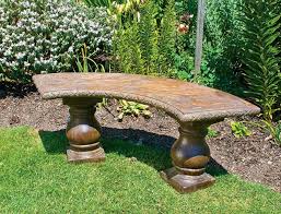 How to build cement garden bench, title: Curved Bench Turned Pedestal Legs Castart