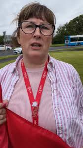 Tanya Killen Joint Branch Secretary of Branch 730 talking about this  afternoons protest.