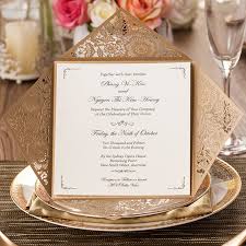 You can easily print out the invitations yourself at the local print shop or order printed invites from onplanners to get your templates with lovely graphics printed. Gold Wedding Invitation Card Design Design
