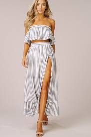 Listicle Striped Two Piece Woven Crop Top And Maxi Boho Skirt Set S M L Maxi Skirt Crop Top Maxi Skirt Crop Top Set Boho Skirts