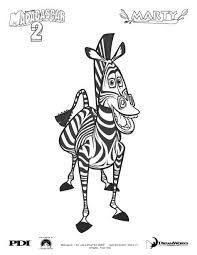 Madagascar 2 Marty The Zebra Coloring Page Coloring Famous Character Coloring Pages M Zebra Coloring Pages Cartoon Coloring Pages Animal Coloring Pages
