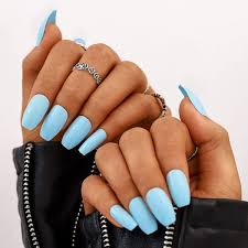 There are so many freaking design options to chose from that it can feel majorly overwhelming when it comes to finding inspo. Amazon Com Campsis Glossy Coffin Fake Nails Blue Long Acrylic Press On Nails Clip On False Nail For Women And Girls Pack Of 24 Beauty