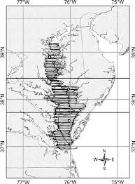 chart of chesapeake bay showing the survey flight lines