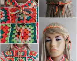 GRANNY Squares Shrug, Multicolor Shrug, WOOLY Crochet Bolero, Long Sleeved,  Neckline Drawstring, Removable Cord, Sweater Bolero, Beaded Cord