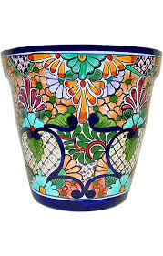 The pots maybe glazed inside or out (or both) then fired over low heat. Talavera Planter Mexico Talavera Pottery Talavera Planters Talavera
