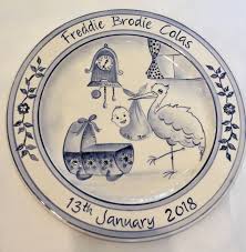 Hand Painted Personalised Baby Birth Announcement Plate Available To Order From Hotpotz Stunning Pottery Painting Pyrography Patterns Painting