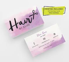 What can a hair stylist do with business cards? Watercolor Hair Stylist Business Card Design 500 Printed Etsy