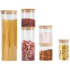 Gomaihe Vorratsdosen Glas 6er Set Gewurzglaser Luftdicht Vorratsglaser Glasdose Glasbehalter Aus Borosilikatgla Cereal Containers Glass Jars Glass Storage Jars