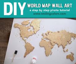 Buckminster fuller fuller projection, specifically the raleigh edition showing the airocean world. Diy World Map Wall Art That Is Easy To Make And Unique Smiling Colors