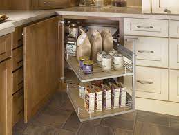 The drawback of a blind corner cabinet is that it can be difficult to access the items at the very back because there is no door opening directly to that part of the cabinet. Luxury Kitchen Corner Cabinet Organizers The Most Brilliant In Addition To Attractive Ki Corner Kitchen Cabinet Blind Corner Cabinet Corner Cabinet Solutions