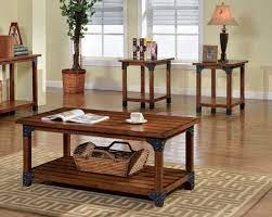 The coffee table and console are both awesome! Cm4102 3pk Bozeman Rustic Country Style Antique Oak Finish Wood Coffee And End Table Set