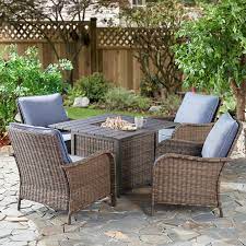 Enjoy the beautiful weather with a comfortable patio conversation set from the great selection at coleman furniture. Better Homes Gardens Brookhaven 5 Piece Wicker Fire Pit Conversation Set Walmart Com Walmart Com