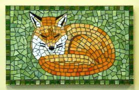 Grout On Background Looks Good Maybe Brown Sandstone Linen For Fox Sleepy Fox Delphi Artist Gallery Mosaic Art Mosaic Animals Stained Glass Mosaic