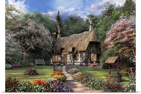 Rose Cottage Ii In 2021 Thomas Kinkade Paintings Garden Painting Thomas Kinkade
