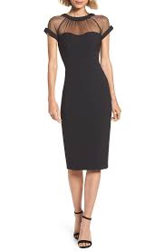Free Shipping And Returns On Maggy London Illusion Yoke Crepe Sheath Dress Regular Petite At Nordstrom Com Sheer Mes London Dresses Fashion Womens Dresses