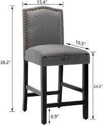 Lampsplus.com has been visited by 100k+ users in the past month Buy 24 Inch Fabric Counter Backed Bar Stools Kitchen Island Wood Dining Chairs With Nailhead Trim And Rubber Wood Legs Gray Set Of 2 Online In Turkey B07h93ghhx