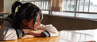 Character design anime girl with black hair image manga sarada uchiha. Hd Wallpaper Anime Girl Profile View Classroom School Girl Black Hair Wallpaper Flare