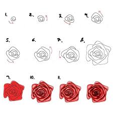 Rose Stilizzate Tutorial Passaggi Disegno Rosa Di Colore Rosso Disegni Di Rose Tutorial Per Disegnare Fiori Disegno Di Una Rosa