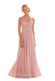 Dusty Rose Pink Sleeveless A Line Bridesmaid Dress Features Lace Jewel Nec Bridesmaid Dresses Long Lace Bridesmaid Dresses Long Chiffon Halter Bridesmaid Dress