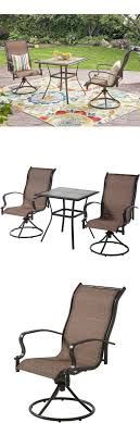 Mainstays Wesley Creek 3 Piece Bistro Set With Swivel Chairs Brown Bistro Set 3 Piece Bistro Set Swivel Chair