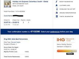 Get access to your ihg rewards club details and the entire ihg family of brands, including intercontinental, crowne plaza, hotel indigo, holiday inn, holiday inn express, holiday inn resort, holiday inn club vacations, staybridge suites and candlewood suites. Useless Reservation Confirmation Picture Of Holiday Inn Express Columbus South Obetz Tripadvisor