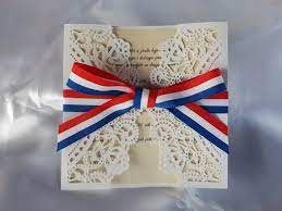 Croatian Wedding Invitation With A Lace Design And Red White Blue Ribbon 10 Pieces Croatian Wedding Blue Wedding Invitations Diy Wedding Video