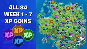 Before diving into the fortnite season 3 week 4 xp coin locations it is worth mentioning that there are still no golden xp coins available in the game. All 84 Week 1 To Week 7 Gold Purple Blue Green Xp Coin Locations In Fortnite Chapter 2 Season 3 Youtube
