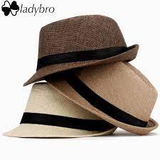 Ladybro Casual Panama Sun Hats Straw Men Beach Summer Fashion Hats For Women Fedora Trilby Gangster Cap Ja Mens Sun Hats Fedora Hat Women Summer Hats For Women
