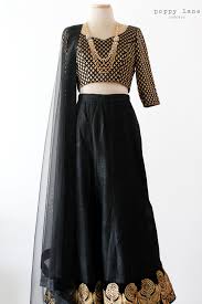 Black And Gold Lehenga Skirt Simple Black Raw Silk Lengha Black And Gold Chanderi Blouse Shop Now At Poppylane Ca Indian Dress Up Indian Fashion Indian Dresses