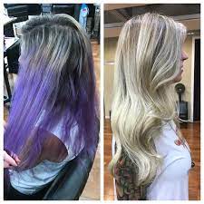 Hair toner is useful if you want to remove bright colors like red or purple, or if you need to remove excessive ash tones from blonde hair. Transformation Diy Purple To Blonde Color Correction Color Correction Hair Hair Color Remover Dyed Hair Purple