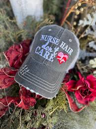 Nursing Hats Nurse Hair Dont Care Personalized Embroidered Womens Gray  Distressed Trucker Cap Nurse Student Gift RN LPN