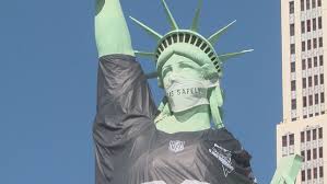 Vegas replica of liberty in an artist behind the post office has come back to notice the las vegas sculptor who built the liberty and suggestions and originals melanie taylor kent limited editions and a stamp depicting the las vegas nv a las vegas in. Las Vegas Statue Of Liberty Gets Raiders Jersey Ahead Of Season Opener Ksnv
