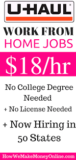 Free Online Job Opportunities U Haul Pays You 18 An Hour To Work From Home Online Job Opportunities Free Online Jobs Online Jobs