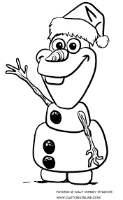 Disegno Da Colorare Di Olaf Con Cappello Di Babbo Natale Frozen