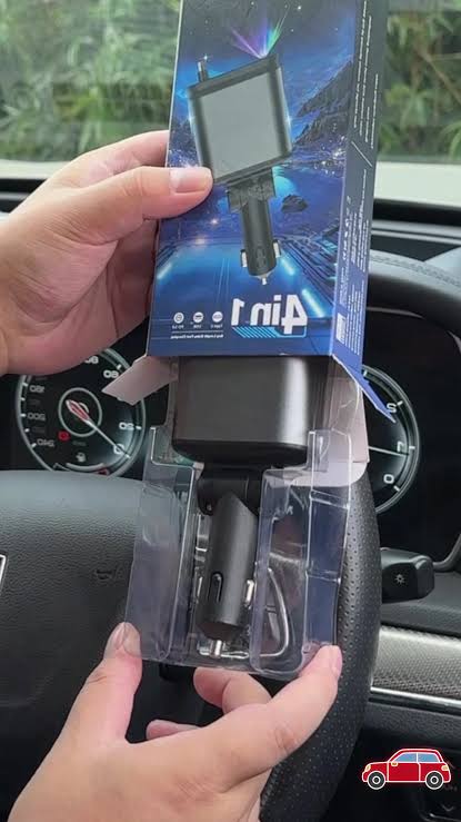 Cargador retráctil 4 en 1 para el auto (para teléfonos), de TikTok Shop;  ¡incluye cable Tipo C! #iphonecharger #carcharger #lifehack #tiktokshop  #ttshop