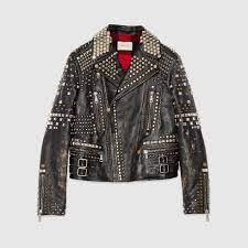 Studded Leather Biker Jacket Gucci Men S Bombers Leather Jackets 454042xn6121000 Gucci Leather Jacket Mens Leather Jacket Biker Mens Fashion Denim