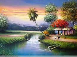 Pangeran diponegoro ayosebarkan com 3. Jual Lukisan Kanvas Pemandangan Alam Desa 90x130 Cm Di Lapak Jendela Ubud Painting Bukalapak