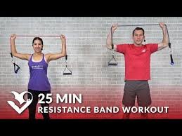 25 Min Full Body Resistance Band Workout Hasfit Free Full Length Workout Videos And Fitness Programs Band Workout Resistance Band Workout Full Body Workout