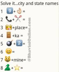 We would like to show you a description here but the site won't allow us. Whatsapp Puzzles Guess City And State Names From Emoticons And Smileys Bhavinionline Com