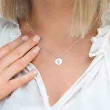 Etched Birth Flower Disc Personalised Necklace