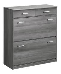 Fibre blanche fond de tiroir. Meuble A Chaussure 2 Abattants 2 Tiroirs Soft Plus Chene Gris