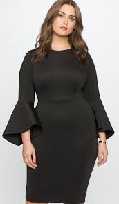 Plus Size Flare Sleeve Dress Vestidos Pretos Plus Size Vestidos Tamanho Grande Moda Tamanho Grande