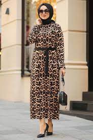 neva style leopar desenli tesettur elbise 11024lp tesetturisland com tesettur elbise modelleri 2020 musluman modasi the dress moda stilleri