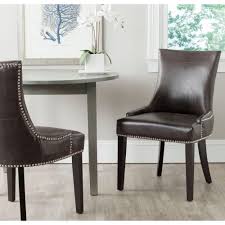 Safavieh Lester Antique Brown Bonded Leather Dining Chair Set Of 2 Dining Chairs Leather Dining Chairs Leather Side Chair