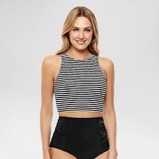 Black And White Swimsuits Women S Women S Slimming Control High Neck Bikini Top Beach Betty By Miracle Brands Black White High Neck Bikinis Crop Swimsuits High Neck Swimsuits