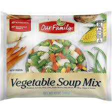 This recipe calls for a few cups of frozen mixed veggies (carrots, green beans, corn, and peas). Our Family Frozen Vegetable Soup Mix Mixed Vegetables Martin S Super Markets